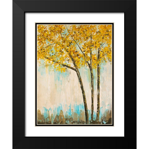 Leaves of Gold II Black Modern Wood Framed Art Print with Double Matting by Joy, Julie