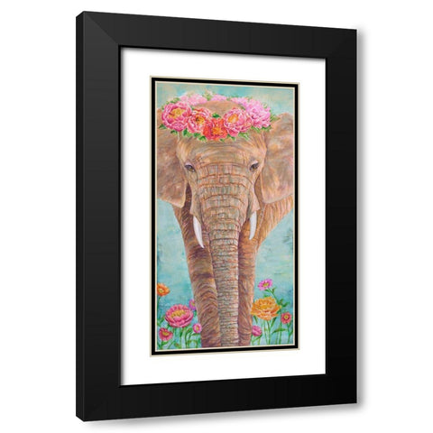 Zen Elephant Black Modern Wood Framed Art Print with Double Matting by Joy, Julie