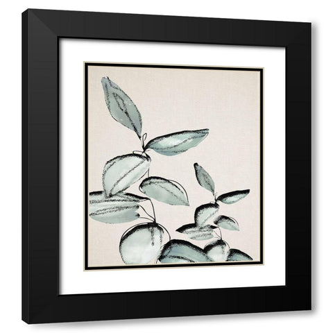 Leaf DÃ©cor II Black Modern Wood Framed Art Print with Double Matting by Smith, Karen