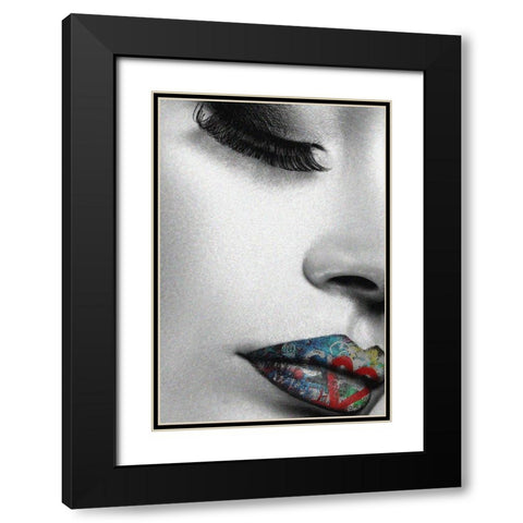 Lip Profile Black Modern Wood Framed Art Print with Double Matting by Smith, Karen