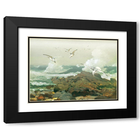 Green Ocean II Black Modern Wood Framed Art Print with Double Matting by Hunziker, Steve