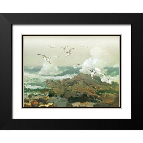 Green Ocean II Black Modern Wood Framed Art Print with Double Matting by Hunziker, Steve