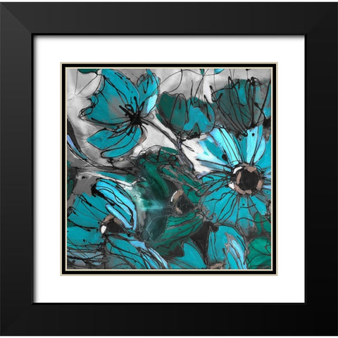 Blue Poppies I Black Modern Wood Framed Art Print with Double Matting by Eaton, Winnie