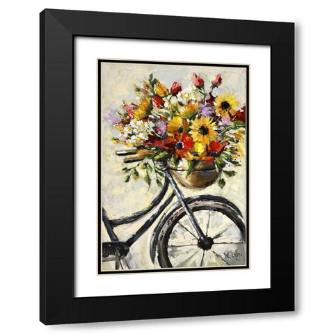 Flower Bicycle  Black Modern Wood Framed Art Print with Double Matting by Eaton, Winnie
