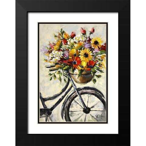 Flower Bicycle  Black Modern Wood Framed Art Print with Double Matting by Eaton, Winnie