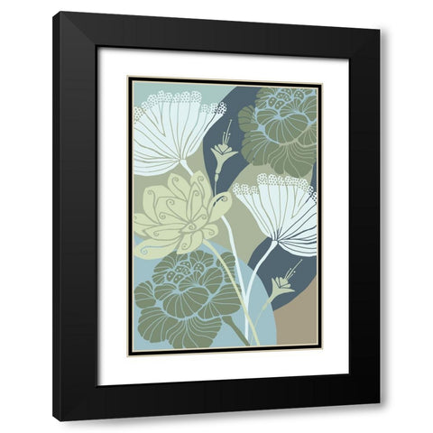 Art Deco Flowers I Black Modern Wood Framed Art Print with Double Matting by Kouta, Flora