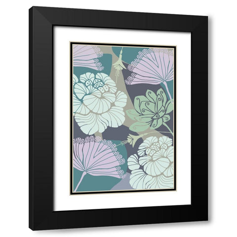 Art Deco Flowers II Black Modern Wood Framed Art Print with Double Matting by Kouta, Flora