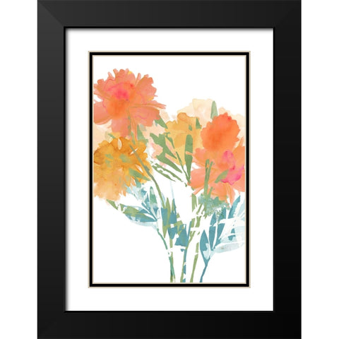 Orange Poppies II Black Modern Wood Framed Art Print with Double Matting by Kouta, Flora