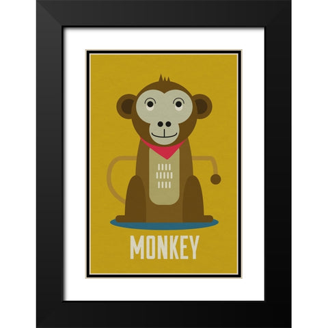 Monkey Kids Nursery Black Modern Wood Framed Art Print with Double Matting by Williams, Gary