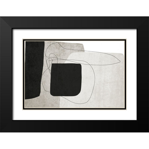 Mid Century Modern Art Abstract Shapes XIII Black Modern Wood Framed Art Print with Double Matting by Orlov, Irena