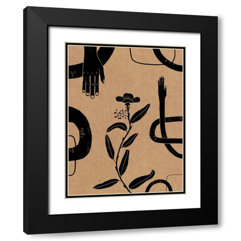 Hand and Flower I Black Modern Wood Framed Art Print with Double Matting by Holman, Nicholas