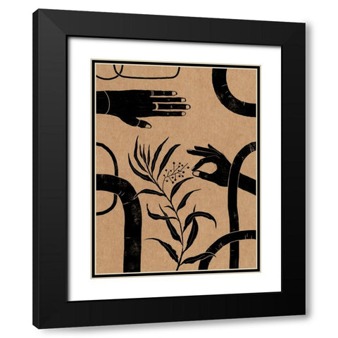 Hand and Flower II Black Modern Wood Framed Art Print with Double Matting by Holman, Nicholas