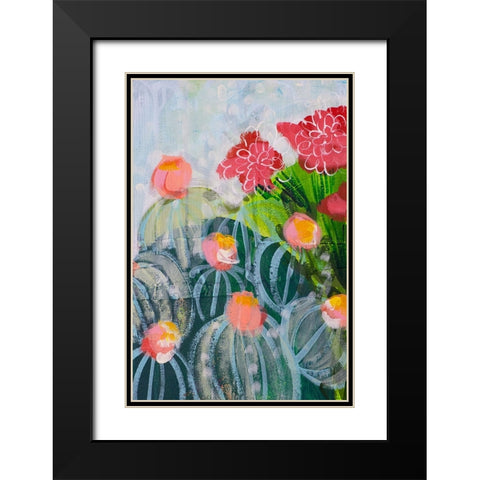 Floral Cactus Black Modern Wood Framed Art Print with Double Matting by Hampe, Shelley