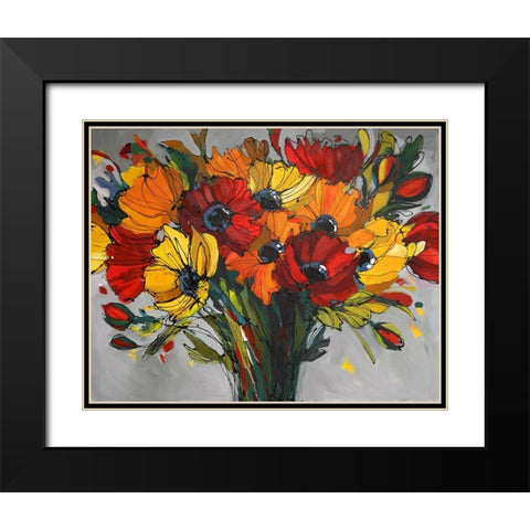 Poppies In Color Black Modern Wood Framed Art Print with Double Matting by Eaton, Winnie