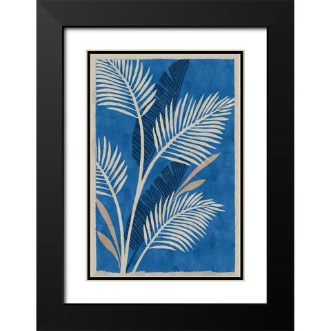 Cobalt Blue Palms Black Modern Wood Framed Art Print with Double Matting by Kouta, Flora