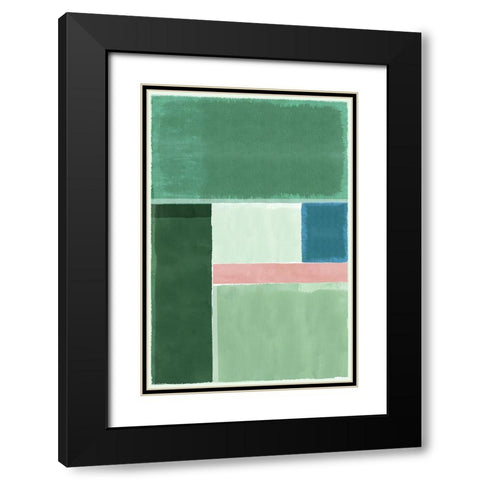 Green Horizon I Black Modern Wood Framed Art Print with Double Matting by Kouta, Flora