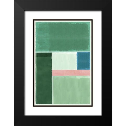 Green Horizon I Black Modern Wood Framed Art Print with Double Matting by Kouta, Flora