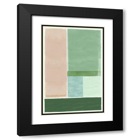 Green Horizon III Black Modern Wood Framed Art Print with Double Matting by Kouta, Flora