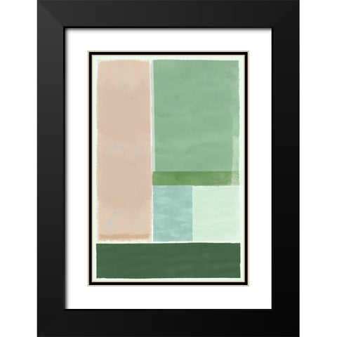 Green Horizon III Black Modern Wood Framed Art Print with Double Matting by Kouta, Flora