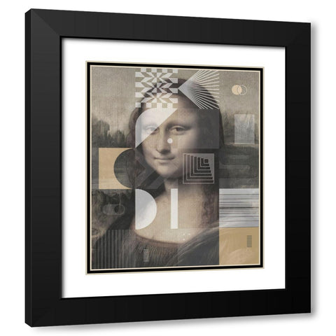 Mona Lisa by Leonardo Da Vinci, With a Touch of Modern Black Modern Wood Framed Art Print with Double Matting by Orlov, Irena