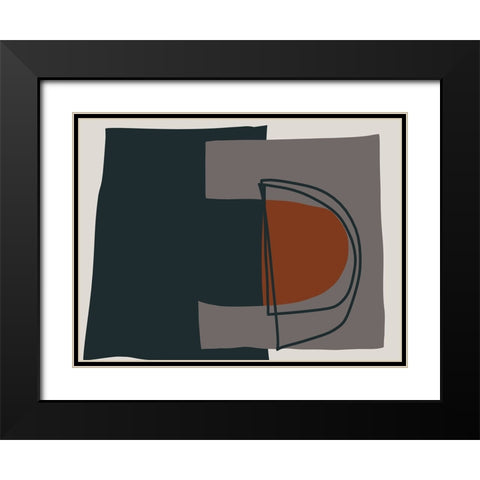 Organic Shapes and Lines II Black Modern Wood Framed Art Print with Double Matting by Orlov, Irena