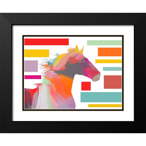 Orange Abstract Modern Horse Block Black Modern Wood Framed Art Print with Double Matting by Orlov, Irena