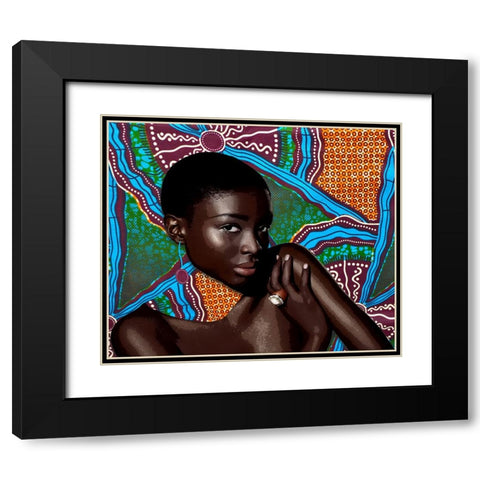 Tribal Vibe II Black Modern Wood Framed Art Print with Double Matting by Smith, Karen