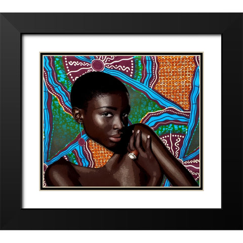 Tribal Vibe II Black Modern Wood Framed Art Print with Double Matting by Smith, Karen