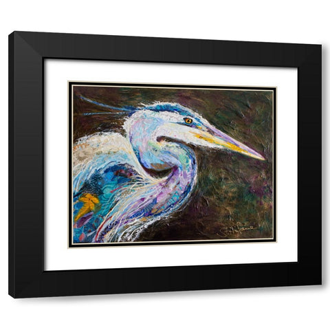 Great Heron Black Modern Wood Framed Art Print with Double Matting by St Hilaire, Elizabeth