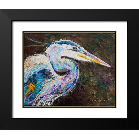 Great Heron Black Modern Wood Framed Art Print with Double Matting by St Hilaire, Elizabeth