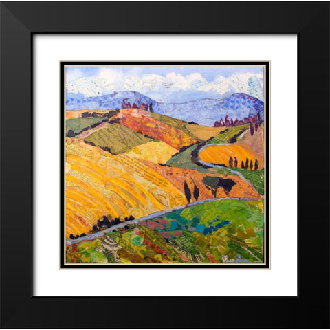 Tuscany Rolling Hills Black Modern Wood Framed Art Print with Double Matting by St Hilaire, Elizabeth