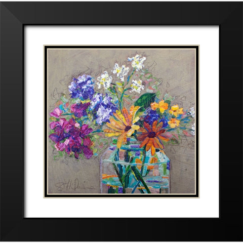 Lizard Bouquet Black Modern Wood Framed Art Print with Double Matting by St Hilaire, Elizabeth