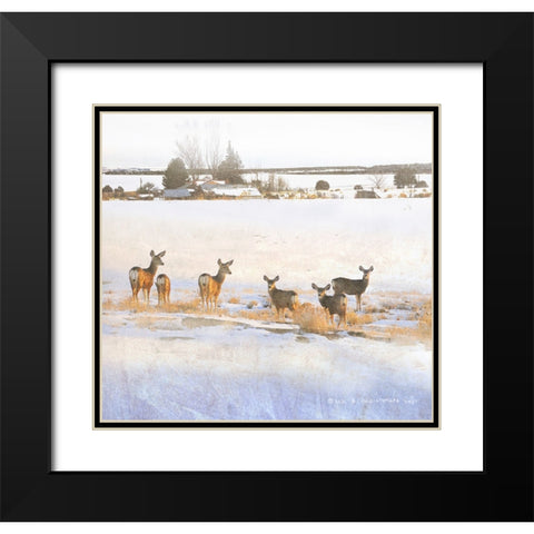 Deer above Farm Black Modern Wood Framed Art Print with Double Matting by Vest, Christopher