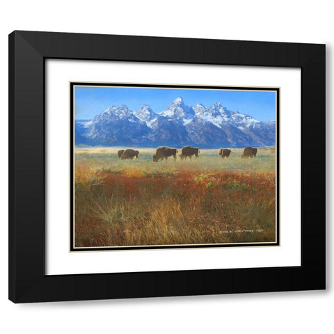 Meadow Grass Grand Teton Black Modern Wood Framed Art Print with Double Matting by Vest, Christopher