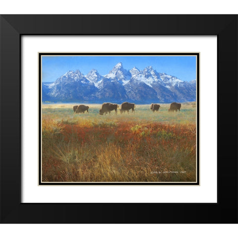 Meadow Grass Grand Teton Black Modern Wood Framed Art Print with Double Matting by Vest, Christopher