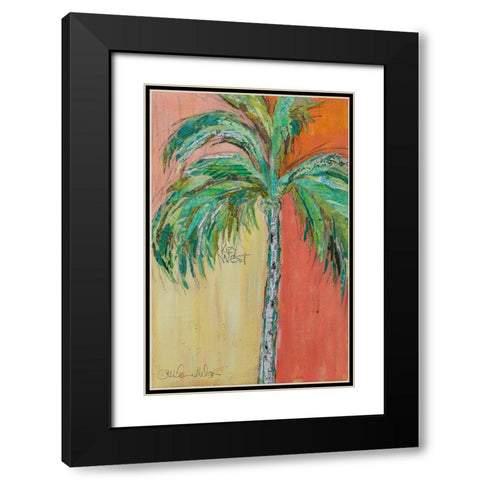 Palm in Orange Black Modern Wood Framed Art Print with Double Matting by St Hilaire, Elizabeth