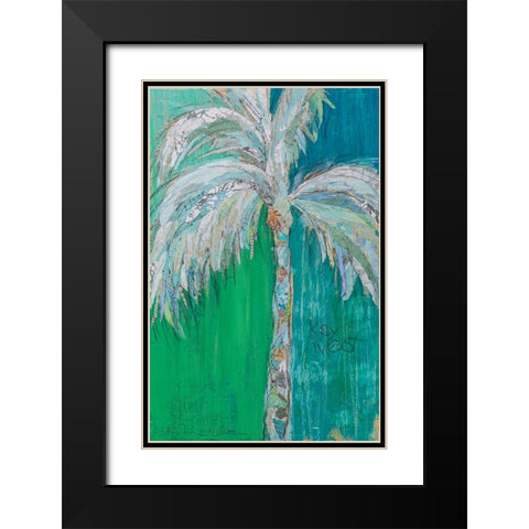 Palm in Teal Black Modern Wood Framed Art Print with Double Matting by St Hilaire, Elizabeth