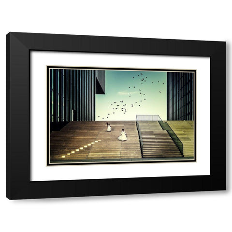 Free like a bird Black Modern Wood Framed Art Print with Double Matting by Mohrmann, Dennis