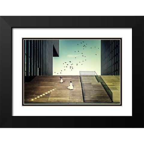 Free like a bird Black Modern Wood Framed Art Print with Double Matting by Mohrmann, Dennis