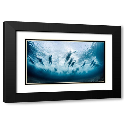Swim Black Modern Wood Framed Art Print with Double Matting by Lopresti, Davide