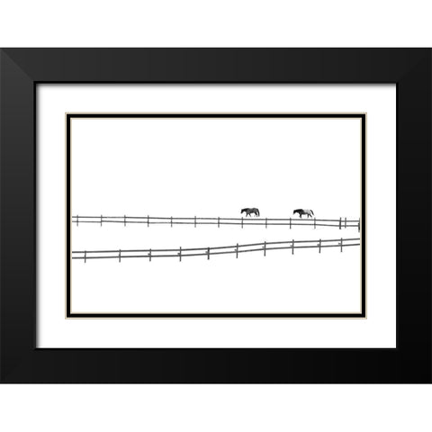 A Couple Black Modern Wood Framed Art Print with Double Matting by Huang, Ivan
