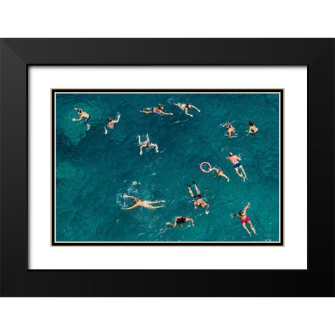 Blue water swim Black Modern Wood Framed Art Print with Double Matting by Tonti, Carlo