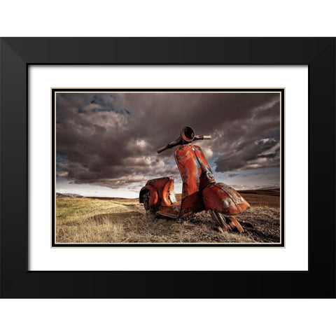 Vespa Black Modern Wood Framed Art Print with Double Matting by H. Ingibergsson, Porsteinn