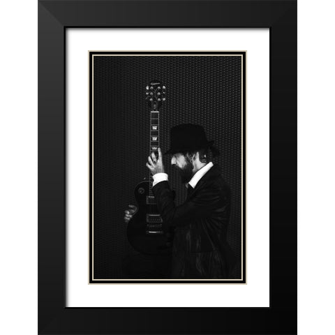 man in black Black Modern Wood Framed Art Print with Double Matting by Ignatova, Desislava