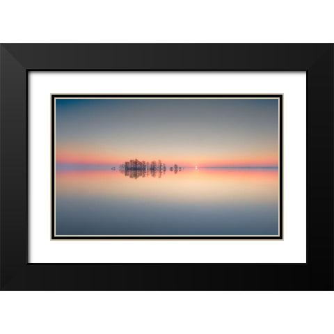 Lake Mattamuskeet Memory Black Modern Wood Framed Art Print with Double Matting by Yu, Liyun
