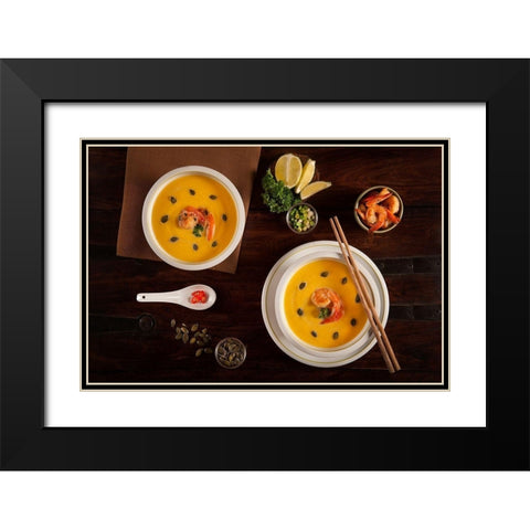 Dinner for two Black Modern Wood Framed Art Print with Double Matting by Popescu, Diana