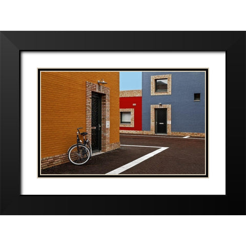 colored facades Black Modern Wood Framed Art Print with Double Matting by Claes, Gilbert