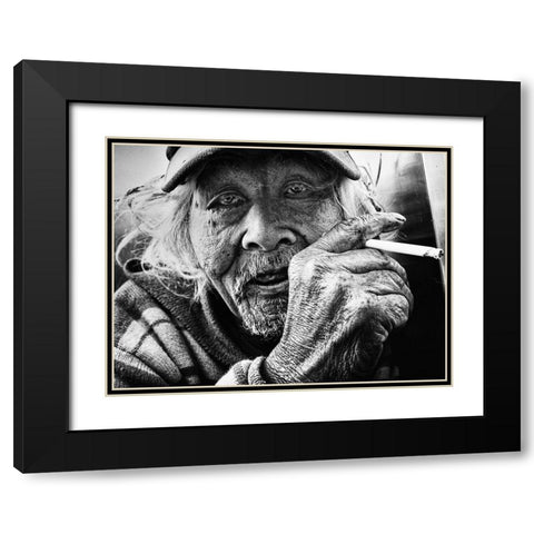 Untitled Black Modern Wood Framed Art Print with Double Matting by Suzuki, Tatsuo