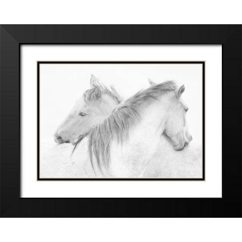 Horses Black Modern Wood Framed Art Print with Double Matting by Stas, Marie-Anne