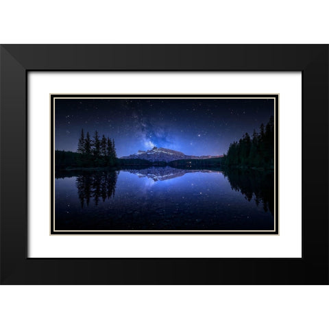 Perfect Two Jack Lake Reflection Black Modern Wood Framed Art Print with Double Matting by M. Garcia, Jesus